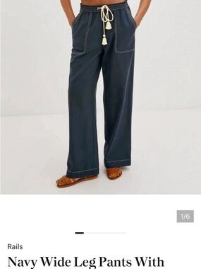 NWT Rails Campo Navy Wide-Leg Drawstring Sweatpants. Size Small.